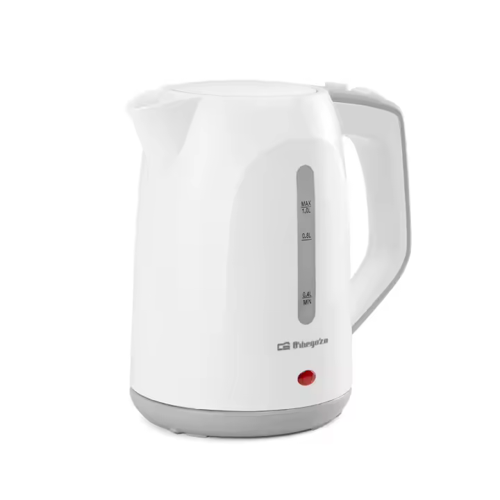 Orbegozo hervidor de agua KT 5011, 1 litro de capacidad, base 360 con recogecables, asa de tacto frío, libre de BPA, indicador exterior del nivel de agua, 1100 W - 1
