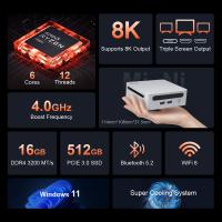 Mini PC Ninkear N4, AMD Ryzen 5 4600H 6 núcleos hasta 4.0GHz, 16GB RAM 512GB SSD, Type-C (8K) + 2HDMI (4K) Triple Pantalla, WiFi 6 Bluetooth 5.2, 2*USB3.0 2*USB2.0 1*RJ45 1*Conector para Auriculares - details 1