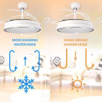 Ventilador de Techo LED con Aspas Retráctiles Control Remoto,70W 2448LM Luz Integrada, Color Blanco CCT 3000-4000-6000K (Gris Olga) - details 2