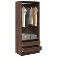 vidaXL Armario de madera de ingeniería 80x50x200 cm en color Blanco/Roble ahumado/Marrón roble y más | almacenamiento funcional diseño moderno para baño dormitorio sala - details 2