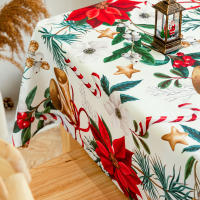 Mantel De Navidad Con Campana Dorada 1 Pieza Material De Poliéster 100% Impermeable Adecuado Para Hogar Exterior Hotel Y Fiestas - details 4