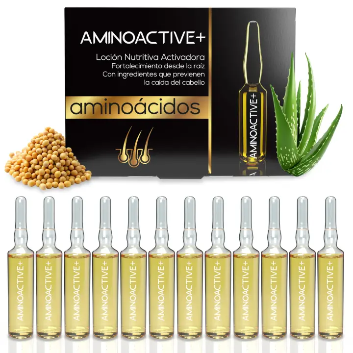 Ampollas Anticaída Cabello de Mujer y Hombre - Contenido en Biotina, Soja y Aloe Vera - Tratamiento prevención caída y fortalecedor del bulbo - 12 ampollas de 10ml - 1