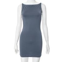 Vestido Negro Para Mujer Verano Sin Mangas Ajustado Estilo Y2k Minimalista Mono De Playa Ropa De Calle O-Neck Cintura Natural - details 16