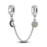 Nueva Cadena De Seguridad Platinada En Plata Con Encantos De Gato Rosa Luna Y Estrella De Silicona Para Pulseras Y Collares DIY Colorido - details 5