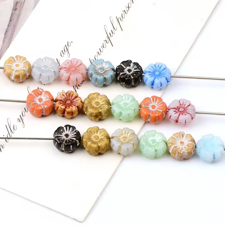 5pcs Pinzas De Cabello Con Borlas Y Flores Hawaianas Con Cuentas De Vidrio Espaciadas Para Accesorios De Manualidades DIY Material Para Collares Y Pulseras - 1