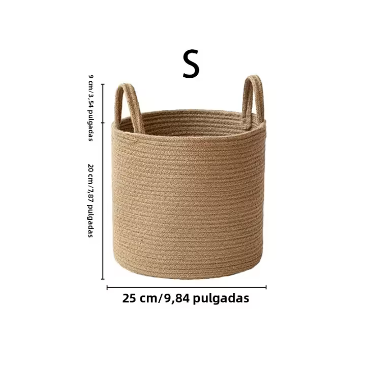 Cesta De Ropa De Gran Capacidad Plegable Con Manija Hecha De Algodón Y Lino Para Almacenamiento De Ropa Y Plantas - 1