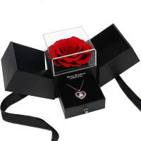 BIT Rosa de flor fresca conservada en una caja de joyería, caja de regalo de rosas Flores eternas Rosa infinita, azul siempre - details 2