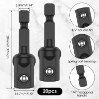 Adaptador De Llave De Impacto 1/2 Pulgada 10/20 Piezas Con Chincheta Para Destornillador Y Broca Extensión De Varilla Hexagonal Chincheta De 1/4 Pulgada Para Herramienta De Destornillador - details 7
