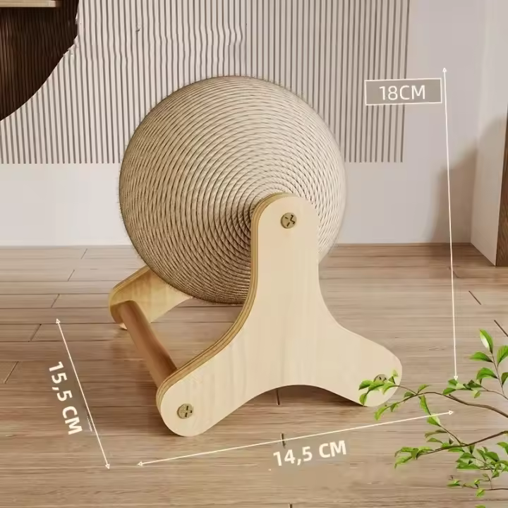 Juguete Para Gatos Rueda De Ejercicio Con Bola De Rasguño Sisal Natural Juguete Interactivo Para Gatos Almohadilla De Rasguño De Madera - 1