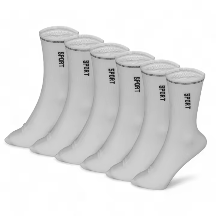 Geshop 6 Pares Calcetines Tobilleros Medios de Algodón para Hombres  Calcetines Transpirables Sport  Color Negro/Blanco - 1