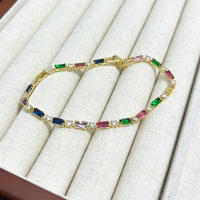 Pulsera De Lujo Arco Iris Iced out Con Zirconia Para Mujer Ajustable Y Charm Bracelets Moda Hippie Joyería Regalos - details 6