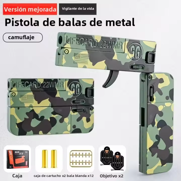 Nueva Pistola De Metal Plegable Lifecard Mejorada Para Niños Y Adultos Juguete De Tiro Con Bala Suave Modelo De Plataforma De Aluminio - 1