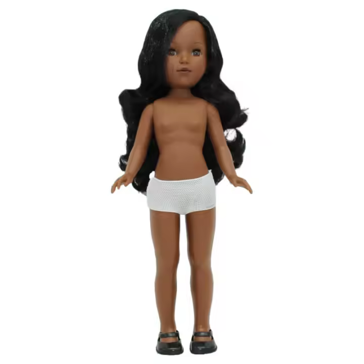 Folk Artesanía Muñeca Desnuda Mulata 41 Cm Pelo Ondulado - Edición Limitada - 1