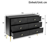 Modern Dormitory de 6 Bolsos-120x40x80cm-Elegant Negro with gold-Pates de metal para la estabilidad - Ideal para dormitorios y salones - details 4