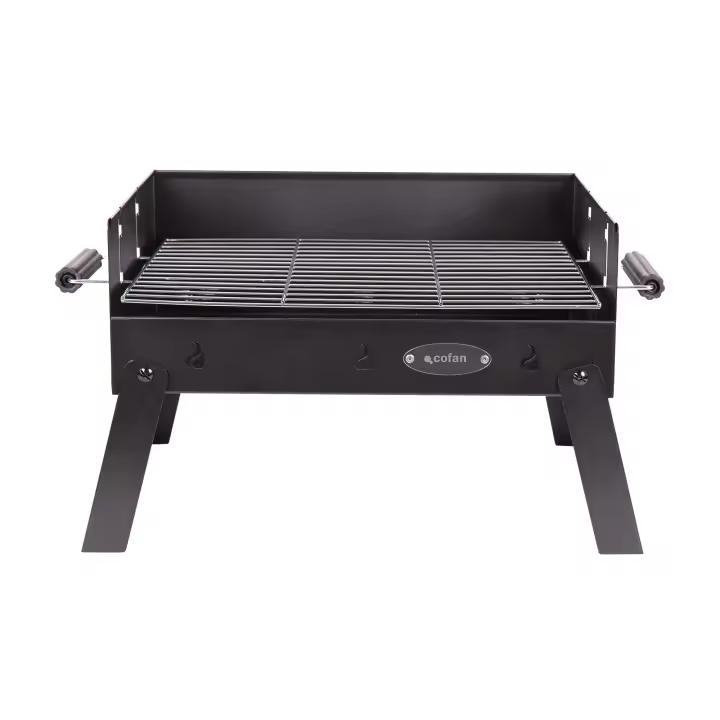 Cofan Barbacoa de carbón portátil | Parrilla de acero cromado | Barbacoa plegable | Con asas laterales | Ideal para camping, jardín y terraza | Medidas: 45,5 x 34,5 x 31,5 cm - 1