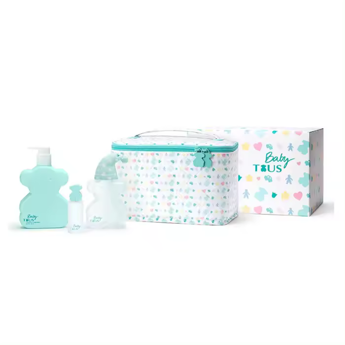 Tous Baby Set de Cuidado Corporal Infantil Con Eau de Cologne 100 Ml, Loción Corporal 250 Ml, Mini Vaporizador 15 Ml y Neceser - 1