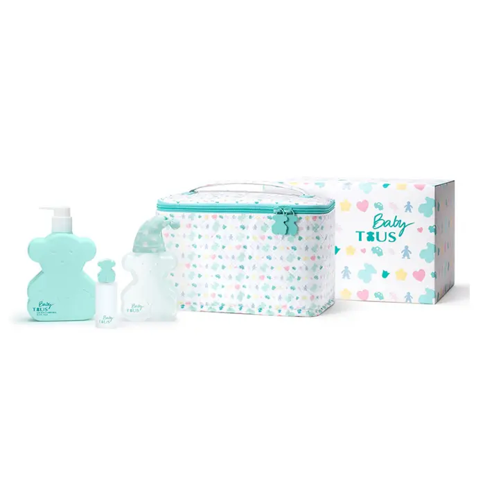 Tous Baby Set de Cuidado Corporal Infantil Con Eau de Cologne 100 Ml, Loción Corporal 250 Ml, Mini Vaporizador 15 Ml y Neceser - 1