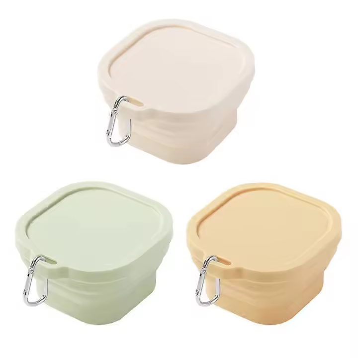 400ML Folding Bowl Silicone Bowl Small Camping Bowl Food Storage Container Non-slip Foldable With Hook Suitable for Travel Camping Hiking 3 PCS - 1