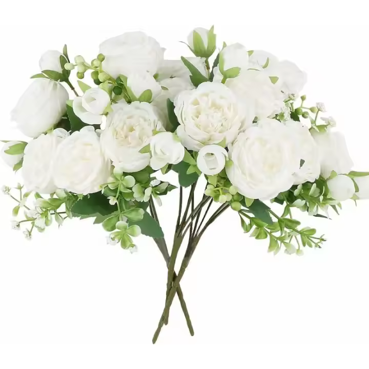 piezas de flores artificiales, ramos de peonías, decoración de peonías de seda falsa para el hogar, boda, oficina, fiesta, dormitorio, 15 flores - 1