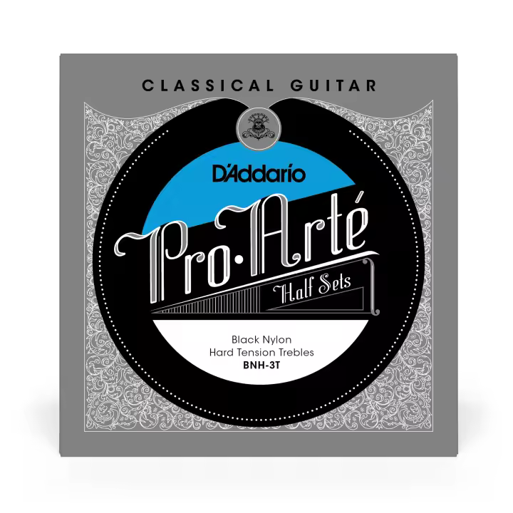 D'Addario BNH-3T Pro-Arte Black Nylon Classical Guitar Half Set, Hard Tension. Code. BNH-3T - 1