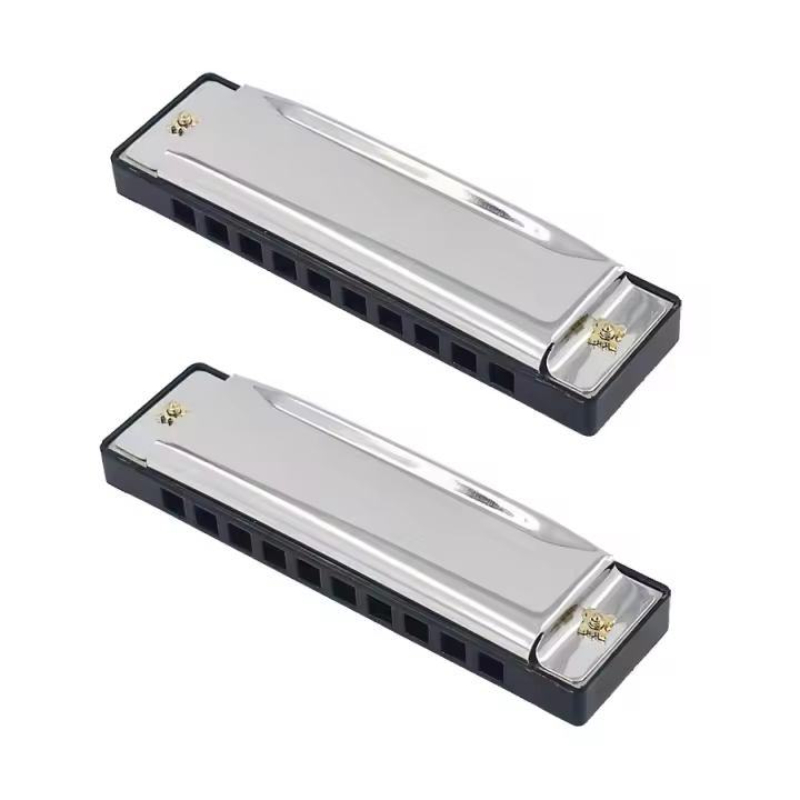 Harmonica Diatónica Mayor Blues En Clave C Con 10 Agujeros Y 20 Tonos Para Jazz Y Folk Con Estuche Rígido Para Principiantes Adultos Y Estudiantes Silvery/Black - 1