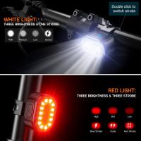 Juego de luces de bicicleta, potente Kit de luz de bicicleta LED, luz de bicicleta IPX5 impermeable USB recargable luces de bicicleta, luz de bicicleta de carretera delantera y trasera para hombres y mujeres niños 4/6 modos - details 1