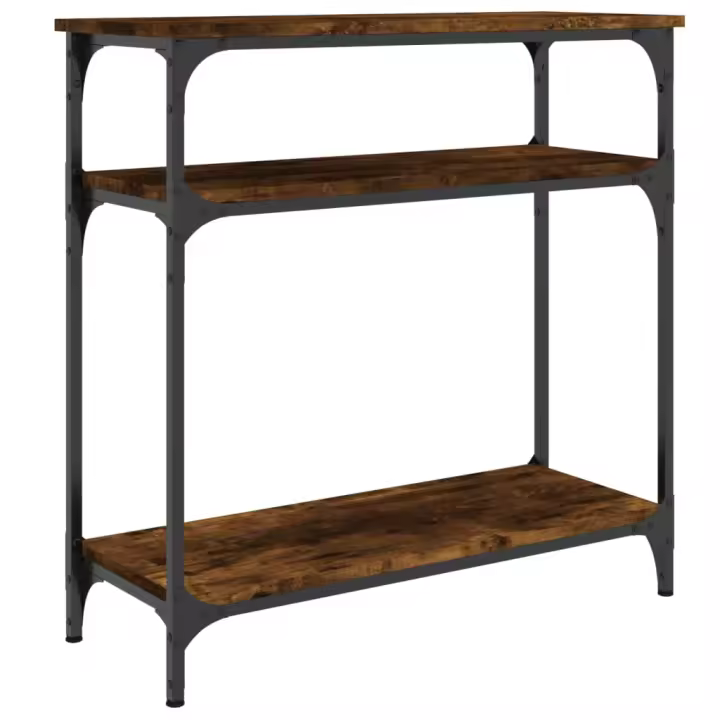 vidaXL Mesa consola madera de ingeniería roble 75x29x75 cm Negro, Roble Sonoma, Roble ahumado Mesa de sofá Mesa de Entrada para Salón Consola de Entrada Mueble Recibidor Mesita Mesa auxiliar Salon - 1