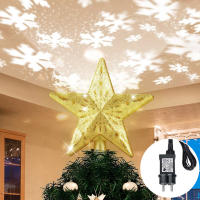 Decoración De Árbol De Navidad 3D Estrella Plateada Con LED Giratorio Proyector De Escarcha Luces Colgantes Para Fiesta Navideña - details 23