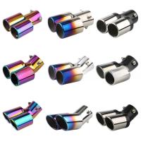 Puntas De Escape De Acero Inoxidable Para Coche Universal Modelo Doble Con Tubo De Eje Azul Accesorios De Muffler - details 0