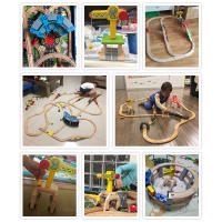 Pista De Tren De Madera DIY Puente Túnel De Urbanización Vía Férrea Pasarela Juguete De Coche Escena Combinada Pista De Tren De Madera Accesorios Abeja Giratoria - details 7