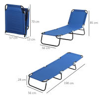 Outsunny Tumbona Plegable Reclinable con Ángulo Ajustable de 5 Posiciones para Jardín Exterior Piscina Terraza Camping Carga 120 kg 190x56x28 cm - details 2