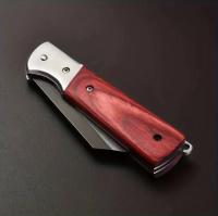 Cuchillo Plegable Portátil De Acero Inoxidable Con Mango De Madera Para Viajes Y Camping Herramienta Al Aire Libre Accesorios De Cadena De Llaves - details 1