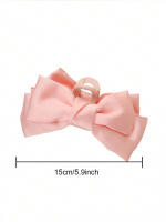 Pinza De Pelo De Seda Rosa Para Mujer Princesa Fugitiva Con Lazo De Corazón Accesorio De Cabello Dulce Y Encantador Para Mujer - details 3