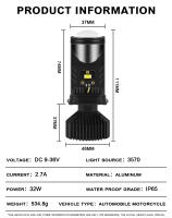 YiRui 2PCS Faros LED De Alta Luminosidad Para Motocicleta H4 Potencia Alta Lente Faro Modificado Búho De Luz Brillante - details 1
