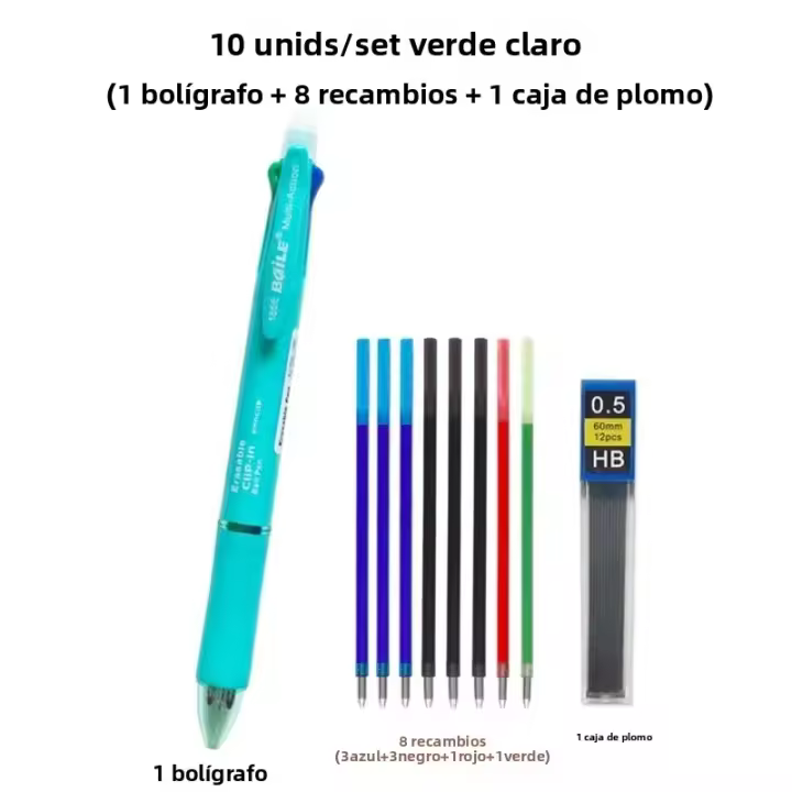 Bolígrafo Gel Multicolor 5 En 1 Con Repuestos Intercambiables De 4 Colores Líder Automático Para Escuela Suministros De Oficina - 1