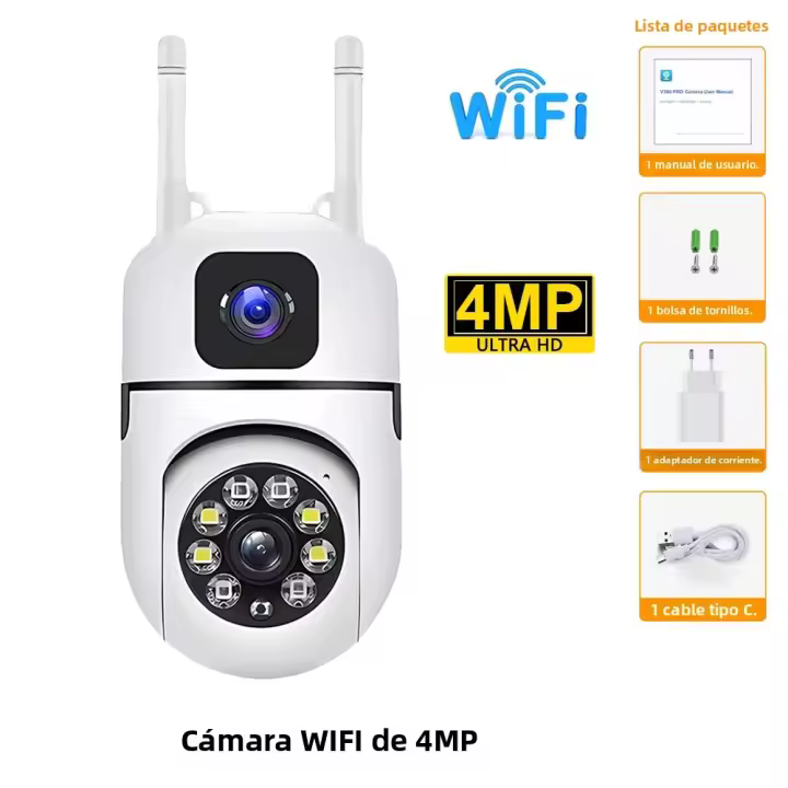 Cámara IP Dual Lente Dual Pantalla WiFi Protección De Seguridad CCTV Vigilancia Video Wireless Monitor Interior Automático PTZ V380 pro - 1