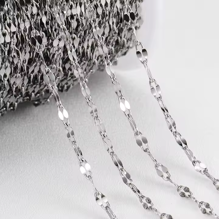 Cadenas De Labios De Acero Inoxidable 2 Metros Para Collares Pulseras DIY Suministros De Joyería Color Acero Y Oro - 1