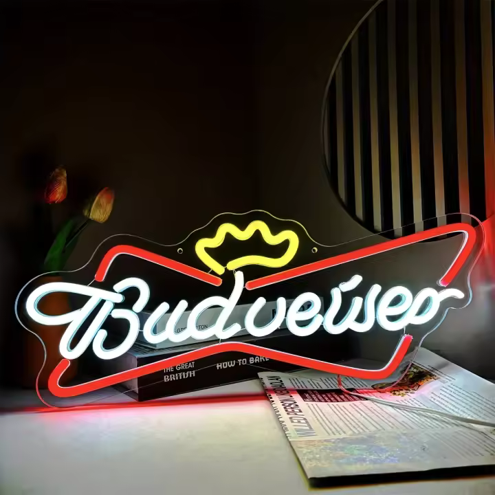 Budweiser Neón Sign LED Colorido Montaje En Pared Ideal Para Fiestas De Cerveza Festivales Cumpleaños Y Decoración Del Hogar - 1
