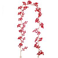 Guirnalda De Navidad Artificial De Bayas Rojas 175cm/190cm Planta Artificial Para Decoración De Hogar Arbol De Navidad Adorno De Boda Colgante - details 6