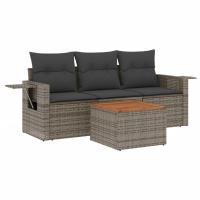 vidaXL Juego de sofás jardín 4 pzas con cojines ratán sintético Negro, Negro y crema, beige and cream Conjunto Terraza Muebles Jardín Exterior Juego de Muebles de jardín Mueble Jardín Exterior Muebles de Salon Exterior - details 3