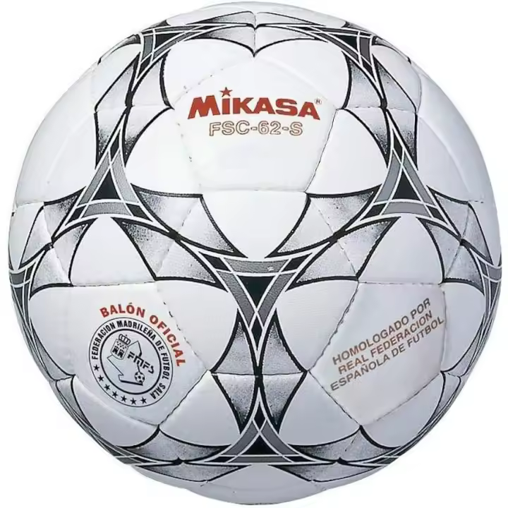Balón de Fútbol Sala Mikasa FSC62S, Tamaño 4 - 62 cm, Cosido a Mano, Blanco/Negro - 1
