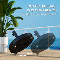 Outsunny Base para Sombrilla Redonda Soporte para Parasol con Ruedas Pie para Sombrilla con Relleno de Cemento Peso 25 kg para Jardín Terraza Negro - details 2