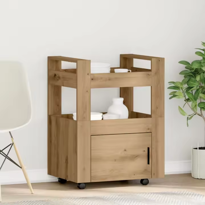 Carro de Cocina vidaXL Roble Artisan 60x45x80 cm Madera Elaborada - 1