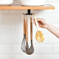 Soporte giratorio para utensilios de cocina 360, soporte para utensilios de cocina de 2 UDS Con 6 Ganchos, estante de almacenamiento sin perforación - details 4