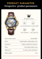 Reloj Mecánico Para Hombre OLEVS 6661 Con Esqueleto Resistente Al Agua Y Luminoso De Cuero Acero Inoxidable Dial Circular De 41mm - details 10