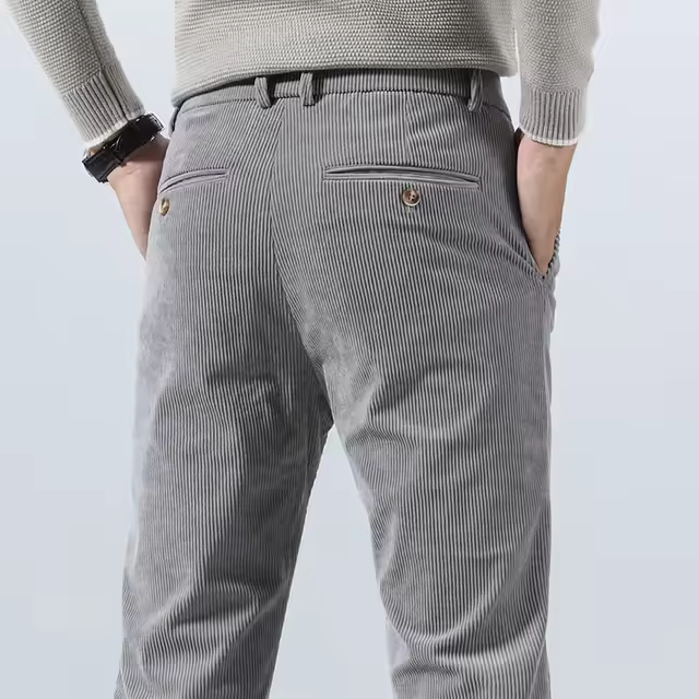 Pantalones De Corduroy Casuales Para Hombre Talla 29-38 Cierre De Cremallera Estilo Regular Ajustados Color Sólido Moda Negocios Primavera Otoño - 1