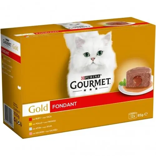 GOURMET GOLD Fondant Pll,Buey,Atun,Salmon Multipack (12x85gr) NUEVO - 1