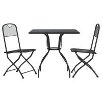 vidaXL Juego de comedor de jardín 3 pzas malla metálica gris antracita - details 1