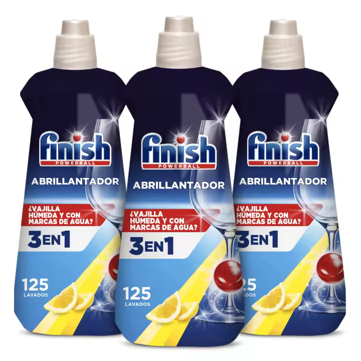 Finish Abrillantador Limón Lavavajillas 3x500ml, Vajilla Brillante y Seca, Evita Marcas de Agua - 1