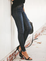 Nuevas Jeans Stretchy Para Niñas Cintura Alta Vintage Azul Mecánica Recta Casual Pantalones De Calle Con Botones Y Bolsillos - details 4
